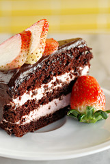 Wall Mural - Chocolate cake with strawberry