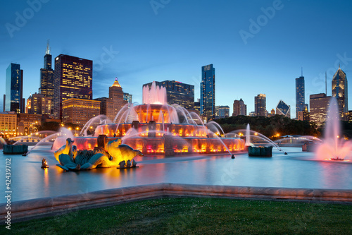 Fotoboard na płycie Fontanna Buckingham w Grant Park, Chicago