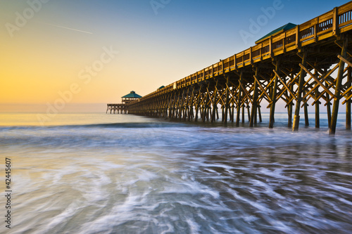 Plakat na papierze fotorealistycznym Głupoty plaży molo charleston sc atlantycki ocean sunrise