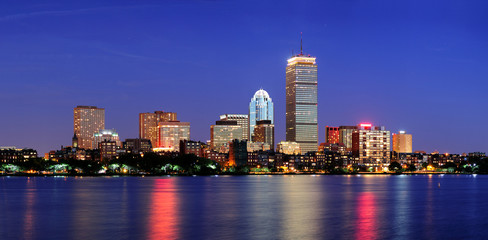 Fototapete - Boston city skyline at dusk