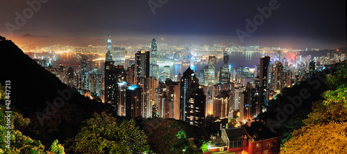 Naklejka samoprzylepna Hongkong w nocy