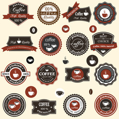 Canvas Print - coffee labels and elements in retro style
