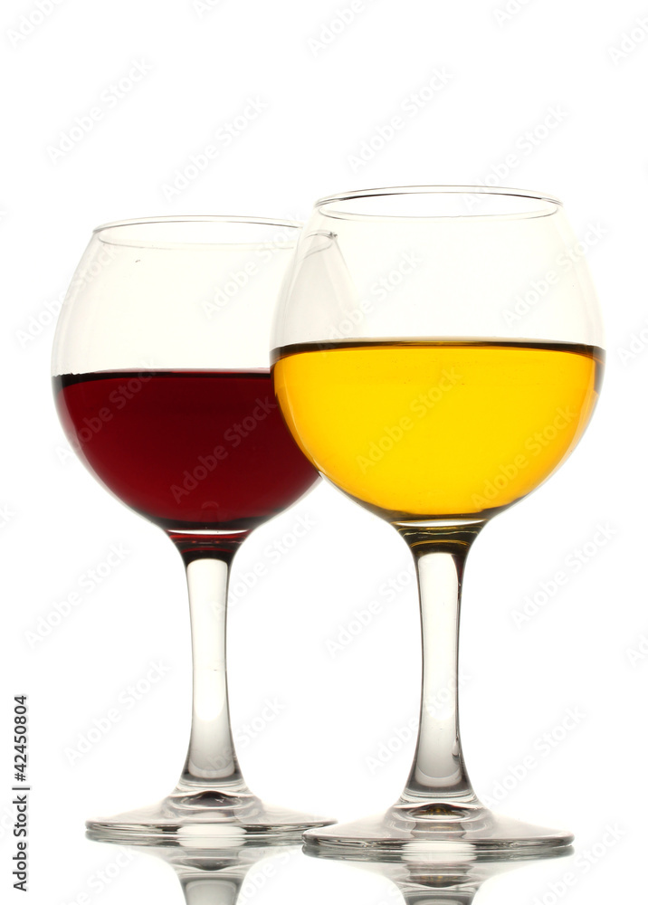 two glasses of wine isolated on white