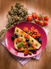 Wall Mural - swordfish with tomatoes capers and olive,traditional recipe