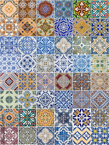 Nowoczesny obraz na płótnie Set of 48 ceramic tiles patterns