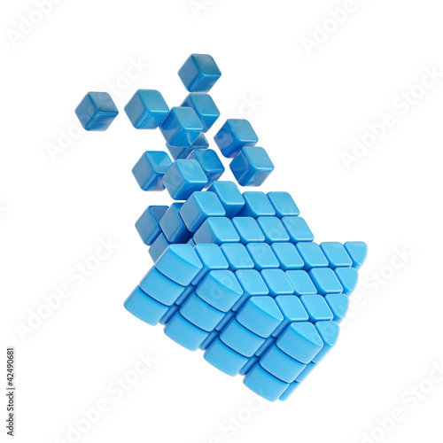 Technology cube arrow blue plastic icon
