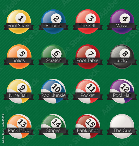 Fotografie, Tablou Vector Set: Billiards Banner Labels