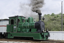 Old Green Steam Train In Holland