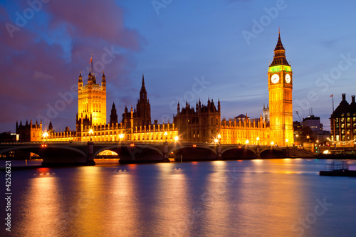 Obraz na płótnie canvas czteroczęściowy "tetraptyk" Big Ben i pałac Westminster