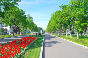 View on quay of river Volga in the city Samara