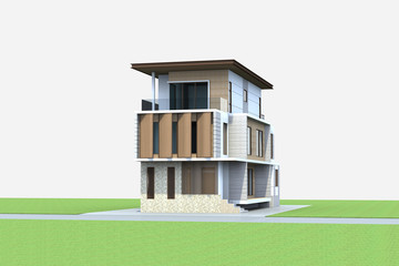 3D Render of modern house