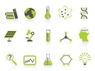 simple science icons set,green series