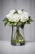 White roses in vase