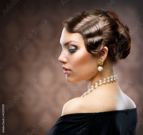 Naklejka na meble Classical Retro Style Portrait. Romantic Beauty. Vintage