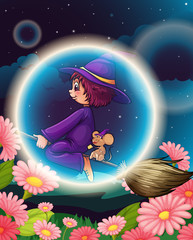 Poster - a witch flying on broom