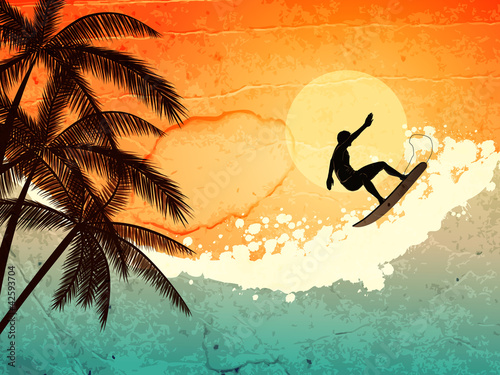 Fotoboard na płycie Surfer, dłonie i morze