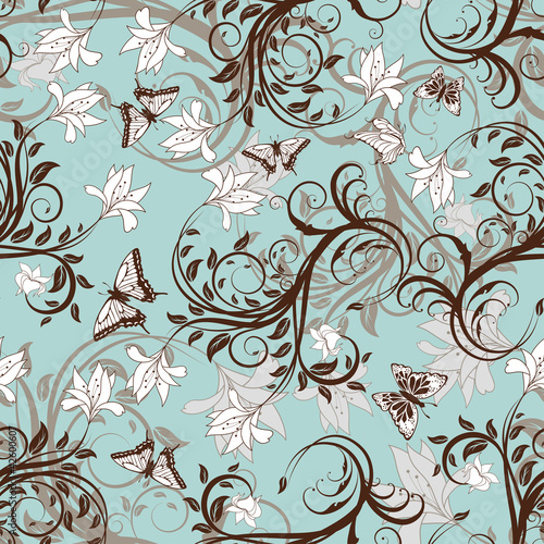 Obraz w ramie Seamless floral pattern