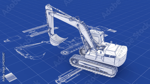 Board z aluminiowym obramowaniem Plan koparki