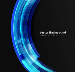 Sticker - abstract bright technology lines blue wave vector