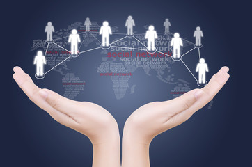 Hand holding people Social Network.
