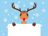 Fototapeta Na drzwi - Cute Christmas Reindeer Rudolf