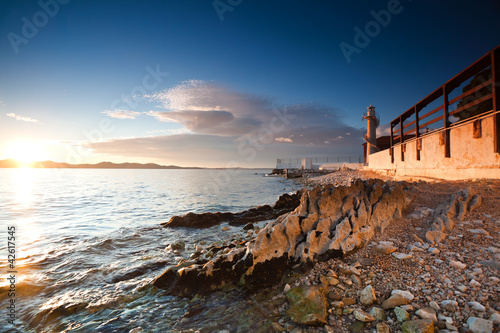 Board z aluminiowym obramowaniem Latarnia morska w zadar, chorwacja