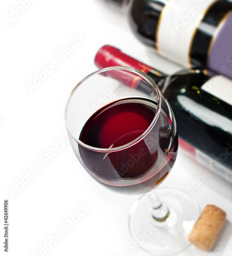Tapeta ścienna Czerwone wino, odizolowany, wihite tle
