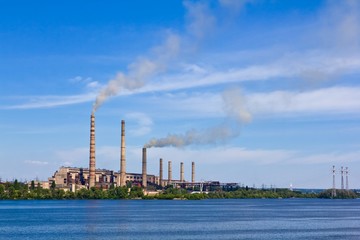 power station on a river coast