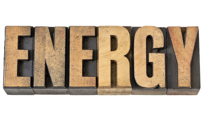 energy word in wood type