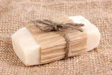 Hand-made Herbal Soap On Sackcloth