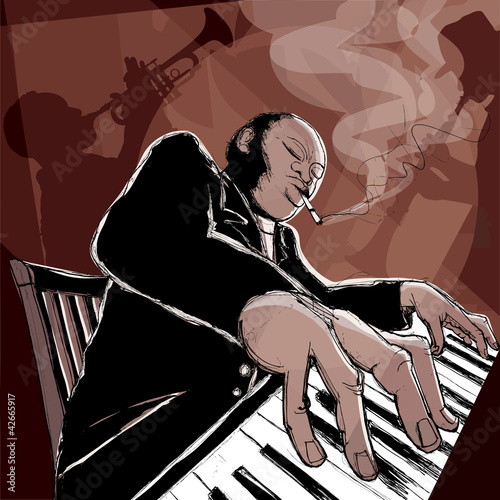 Obraz na płótnie canvas czteroczęściowy "tetraptyk" Zespół jazzowy