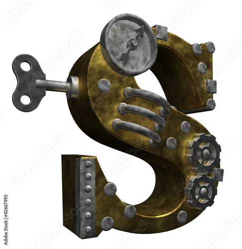 Obraz na płótnie canvas czteroczęściowy "tetraptyk" Steampunk litera s