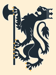 Wall Mural - Heraldic lion with ax