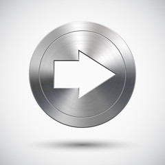 Wall Mural - button with metal (chrome) texture and right arrow sign