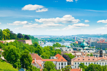 Wall Mural - view of Prague city from hill