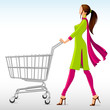 Lady in Salwar Suit with Shopping Cart
