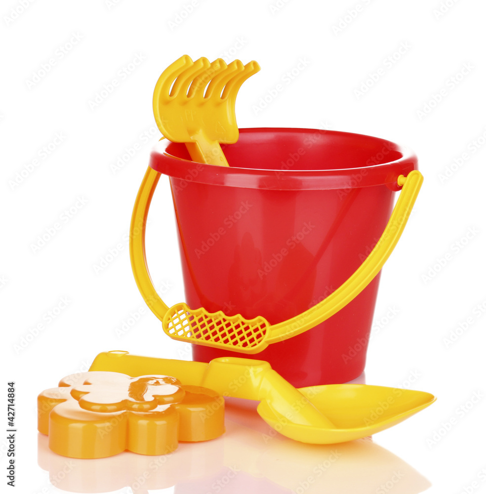 Children's beach toys isolated on white