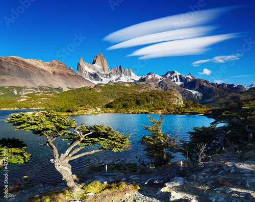 Plakat na papierze fotorealistycznym Mount fitz roy, patagonia, argentyna