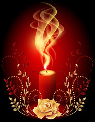 Wall Mural - Burning candle with smoke