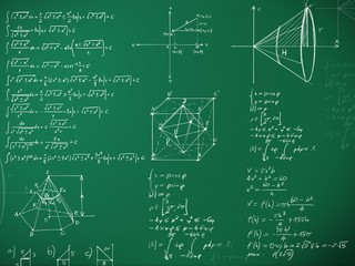math formulas on school blackboard