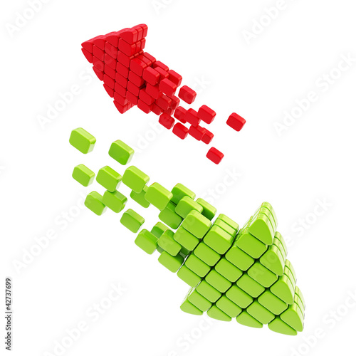 Download upload arrow icon made of cubes