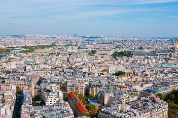 Wall Mural - Aerial panoramic view of Paris and Seine river as seen from Eiff