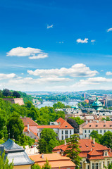 Wall Mural - view of Prague city from hill