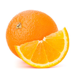 Whole orange fruit and his segment or cantle