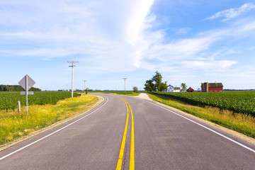 Wall Mural - American Country Road With Blue Sky