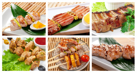 Sticker - set of different skewered meat