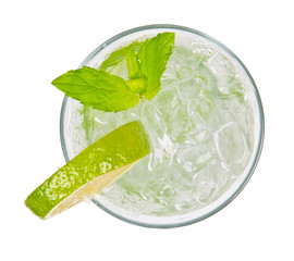 Poster - Mojito drink from top view, isolated on white background