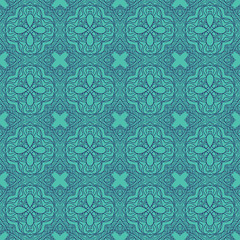 Aufkleber - Seamless wallpaper with floral ornament