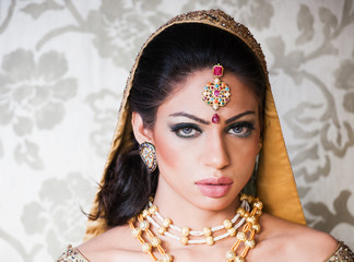 Wall Mural - portrait of a beautiful Indian bride