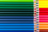 Fototapeta Tęcza - Colour pencils in arrangement close up